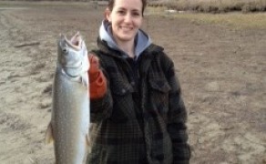 Celina with her first fish of the year 2013