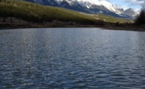 View of river and mountains during Celina’s  first fishing trip of the season